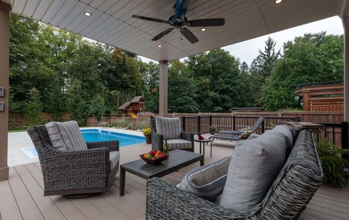 deck fan attached to patio roof